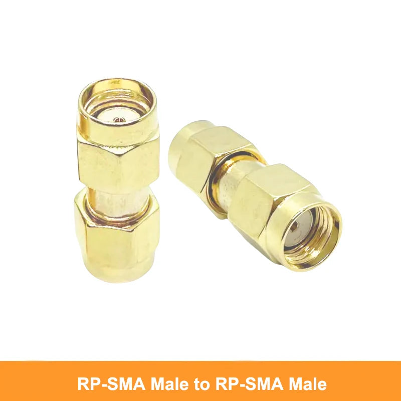Gold Plated Brass Straight SMA Male to Male Adapter RP-SMA Female to Female RF Coax Connector for WiFi Antenna FPV
