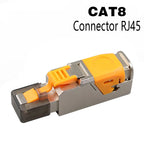 RJ45 Cat8 Cat7 Cat6A Connectors Metal Tool Free Easy Termination Plug 2000MHz 40G LAN Cable 22AWG - 24AWG Reusable Ethernet Plug