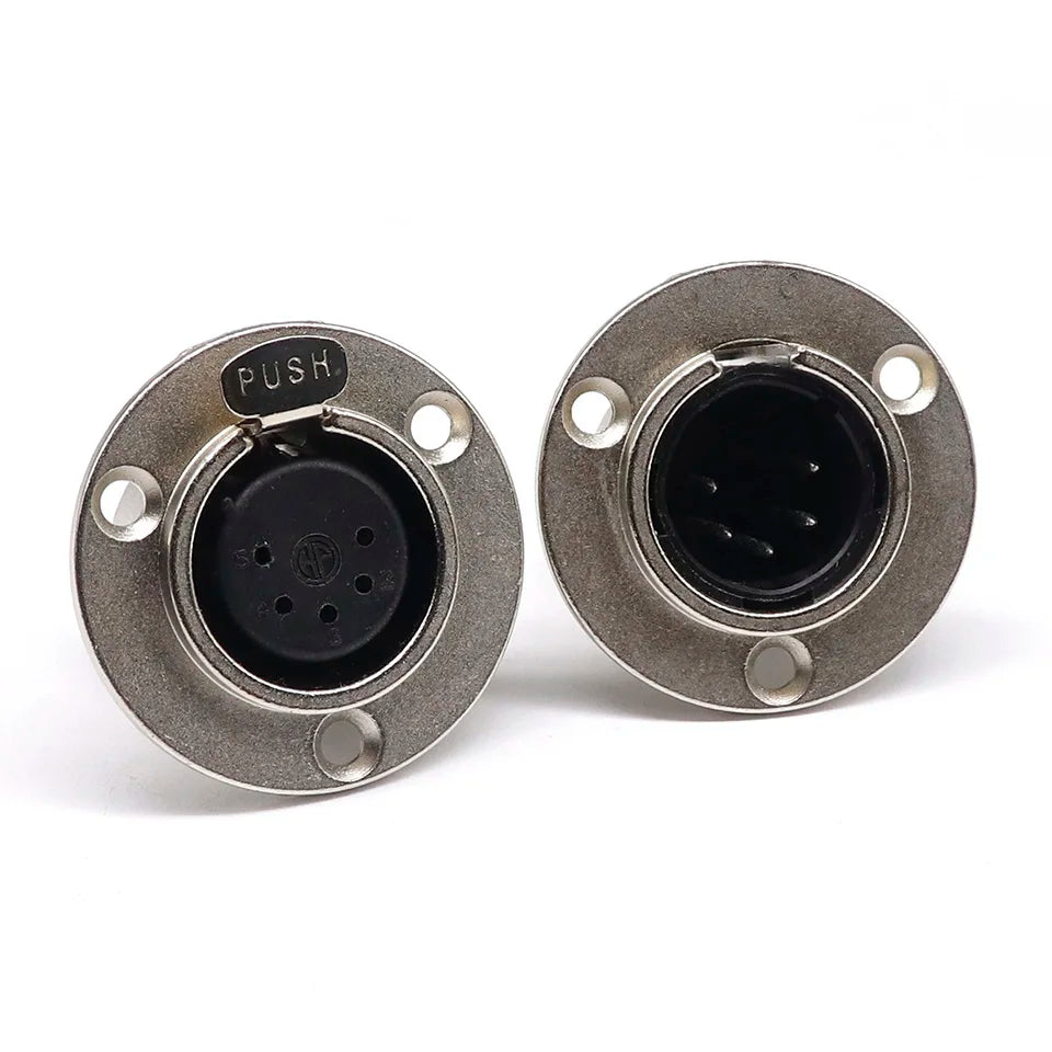 3/4/5pin Round Male/Female Metal XLR Speaker Panel mount socket Connector Adapter Audio Microphone Socket