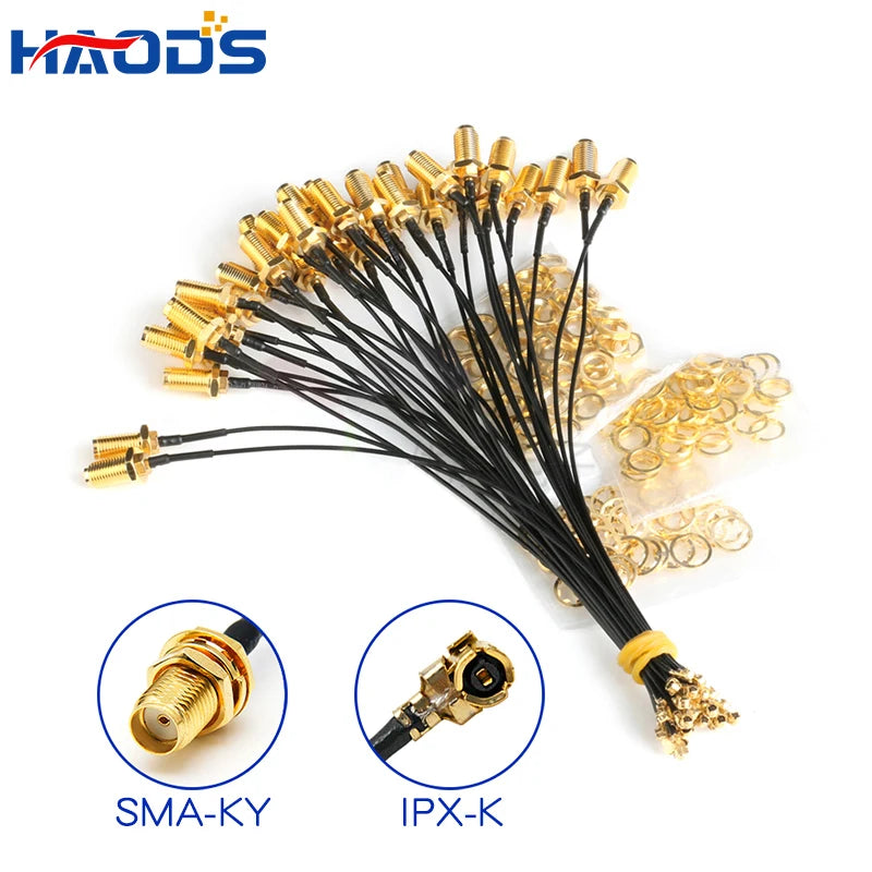 5PCS IPX to SMA Connector Cable SMA Male to uFL/u.FL/IPX to SMA Female RF1.13 RF Coaxial WIFI Antenna Pigtail Extension Cable