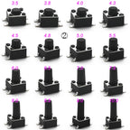 50PCS 4.5X4.5MM 4Pin DIP H=3.5/3.8/4.0/4.3~12mm 12V Tiny Button Tact Switch 260GF Momentary Tactical Push Button Parts Repair