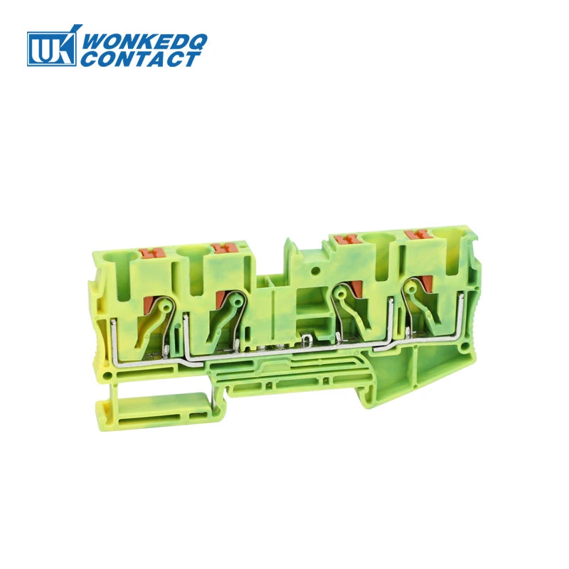PT6-QU-PE Earthing Terminal Block on Din Rail Ground Electrical 6mm Yellow/Green Wires Connector PT 6-Quattro-PE