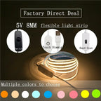 1-5M 5V USB LED Cabinet Light 320LEDs/M LED COB Strip Light Touch Sensor Dimmable Flexible Tape for DIY Backlight Decor Lighting
