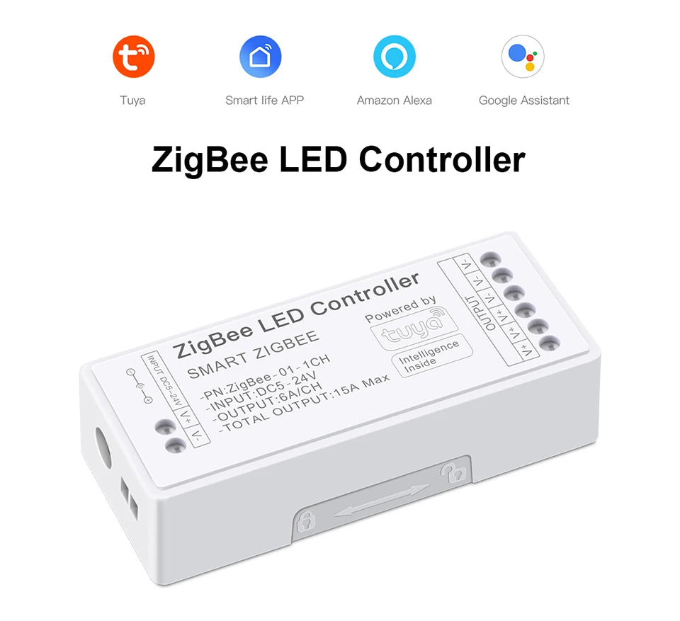 WiFi LED Strip Lights Switch LED Controller Zigbee 3.0 DC5V-24V Tuya CCT RGB RGBW RGBCCT COB Neon Tape Dimmable Smart Dimmer