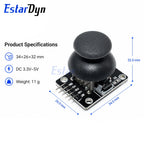 Estardyn 2-Axis Analog Joystick Module XY Dual Axis PS2 Game Rocker with Button Breakout Board Sensor for Robot DIY