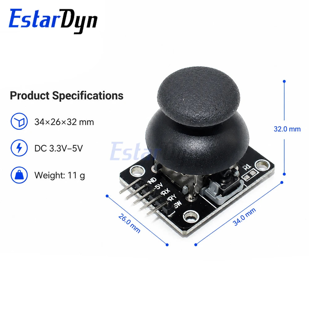 Estardyn 2-Axis Analog Joystick Module XY Dual Axis PS2 Game Rocker with Button Breakout Board Sensor for Robot DIY