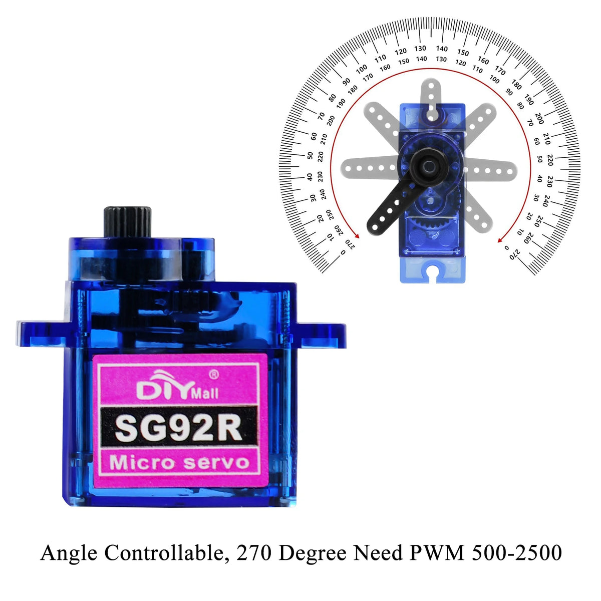 SG92R Micro Servo Motor 4.8-6V 360/270/180 Degree Continuous Rotation Controllable Angle for Robot RC Drone Aircraft Model 9g