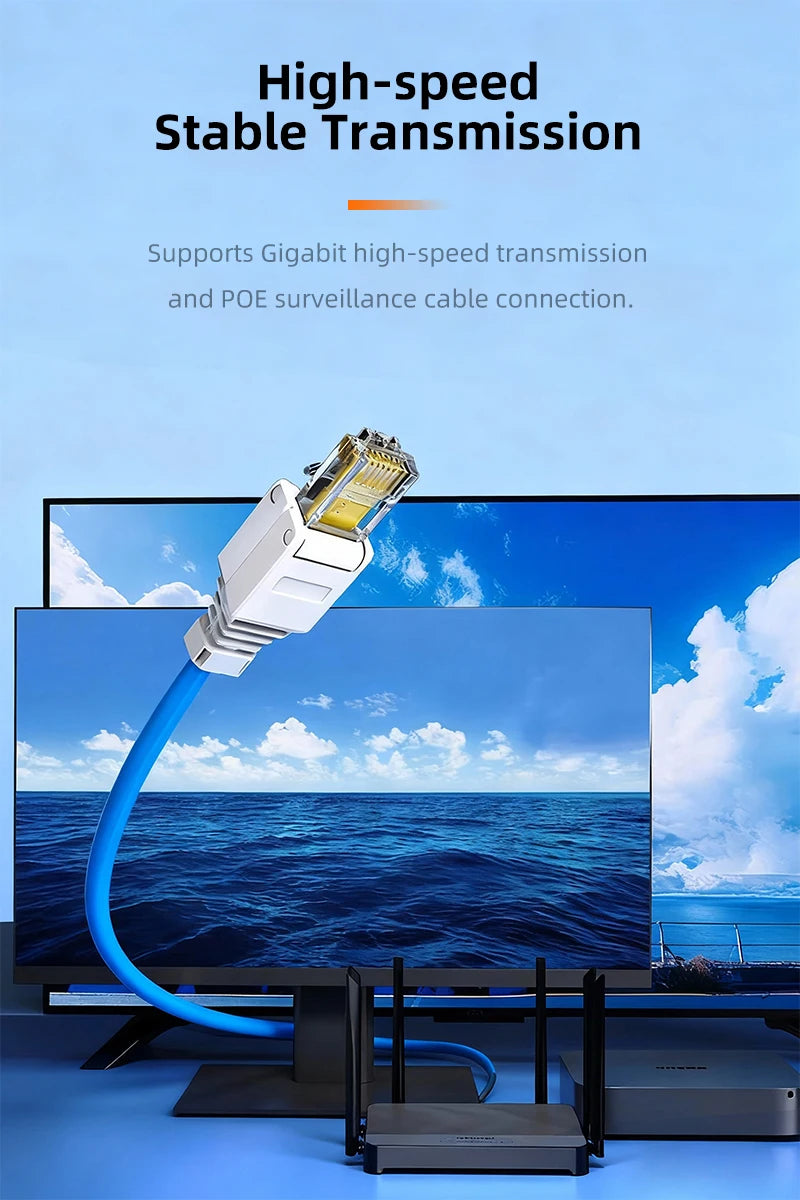 BYXGD Toolless RJ45 Connectors 100Mbps 1000Mbps 10Gbps Tool Free Reusable Cat5e Cat6a Cat7 Metal Plug Ethernet Plug Shielding