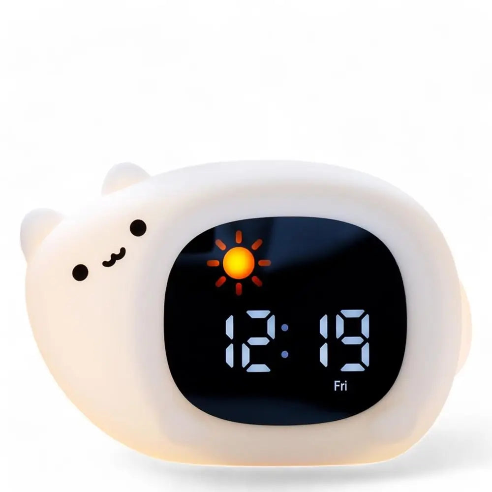 Animal-Shape Alarm Clock Light Adjustable Pat Control Touch Night Light Small Ornaments Home Decor Sleep Training Clock Toddler