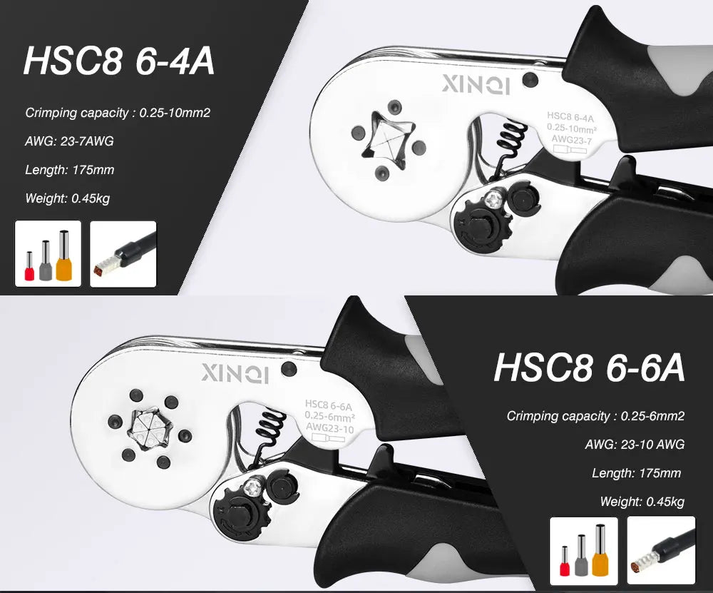 Crimping Pliers Tubular Terminal Hand Tools HSC8 6 - 4A 0.25 - 10mm2 6 - 6A 0.25 - 6mm2 Electrical Mini Wire Ferrule Clamp Kit
