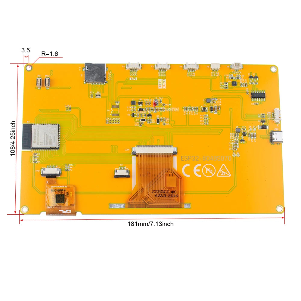 ESP32-S3 7" Smart Display Screen 7.0 inch RGB LCD TFT Module Capacitive Touch Screen8M PSRAM 16M Flash ESP32-8048S070C