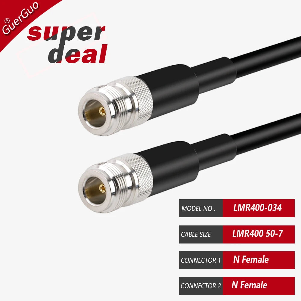 N Male to N Male Female Connector RF Coaxial LMR400 Cable Cord 50 Ohm 50-7 Extension Jumper Pigtail Adapter