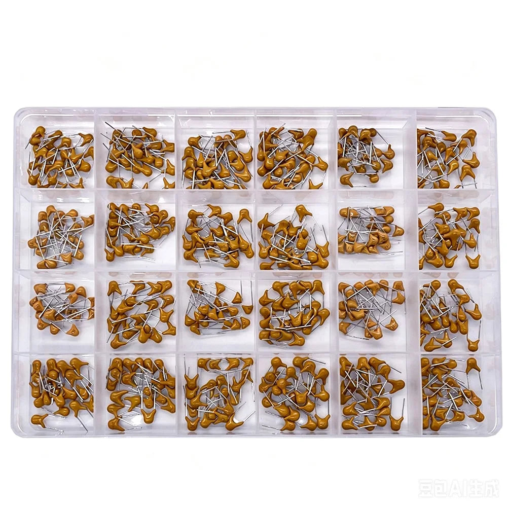 480pcs Ceramic Capacitor Assortment Kit for Guitar 0.1uf to 10uf Range 24 Values Durable Guitar Parts And Accessories