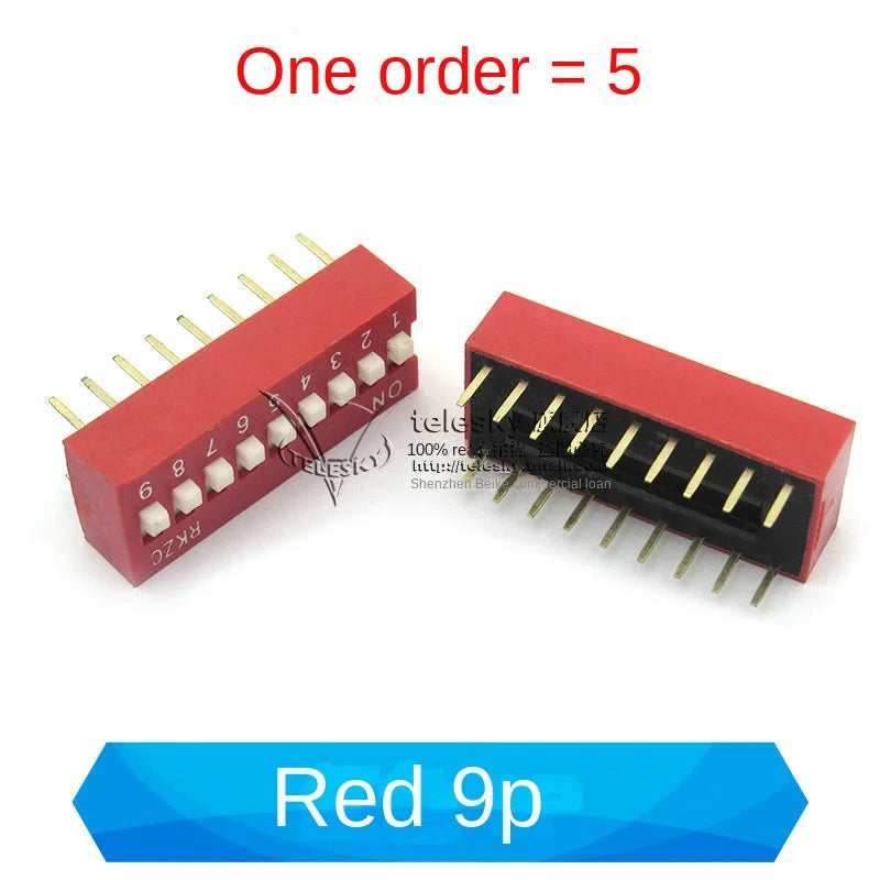 5PCS Dial Switches Toggle Side Dial Flat Dial Coding Patch 2P 4 5 6 8 9 10 Bit 2.54mm Red Blue Black