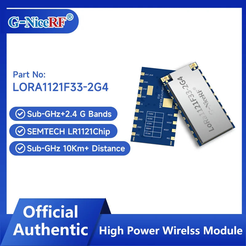 G-NiceRF | 2PCS LoRa1121F33-2G4 High-Power 2W  Wireless Communication Module LR1121 Chip