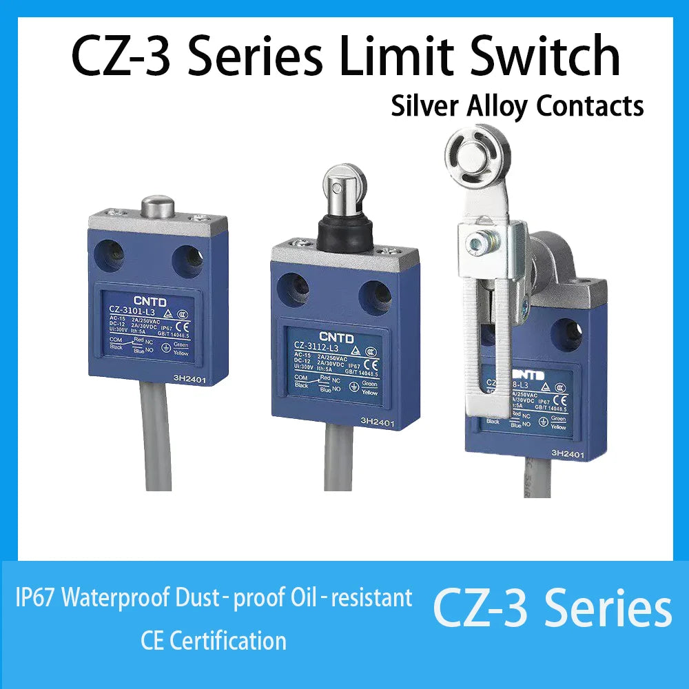 CNTD Micro Travel Limit Switch CZ‑3 Series CZ‑3101 CZ‑3104 CZ‑3108 CZ‑3112 IP67 Waterproof 5A 250V Position Control Switch