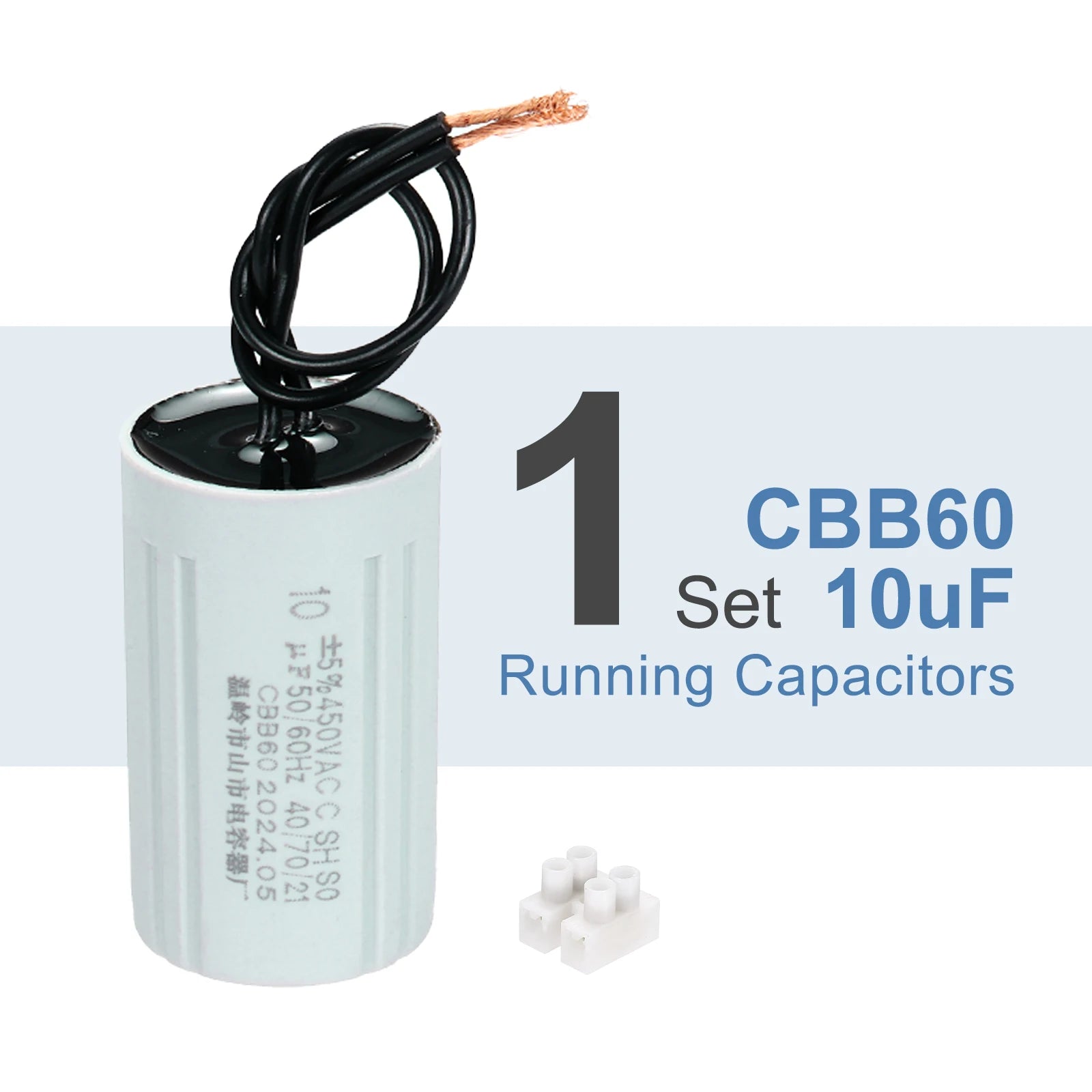 1/2/3Set CBB60 6-60uF Running Capacitors AC 450V 2 Wires 50/60Hz Cylinder for Water Pumps Washing Machines Motor Start