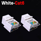For RJ45 Module Coupler Ethernet Module Female Jack Wall Adapter RJ45 Cat6/Cat5e Ethernet Keystone Jack No Punch-Down Tool-Less
