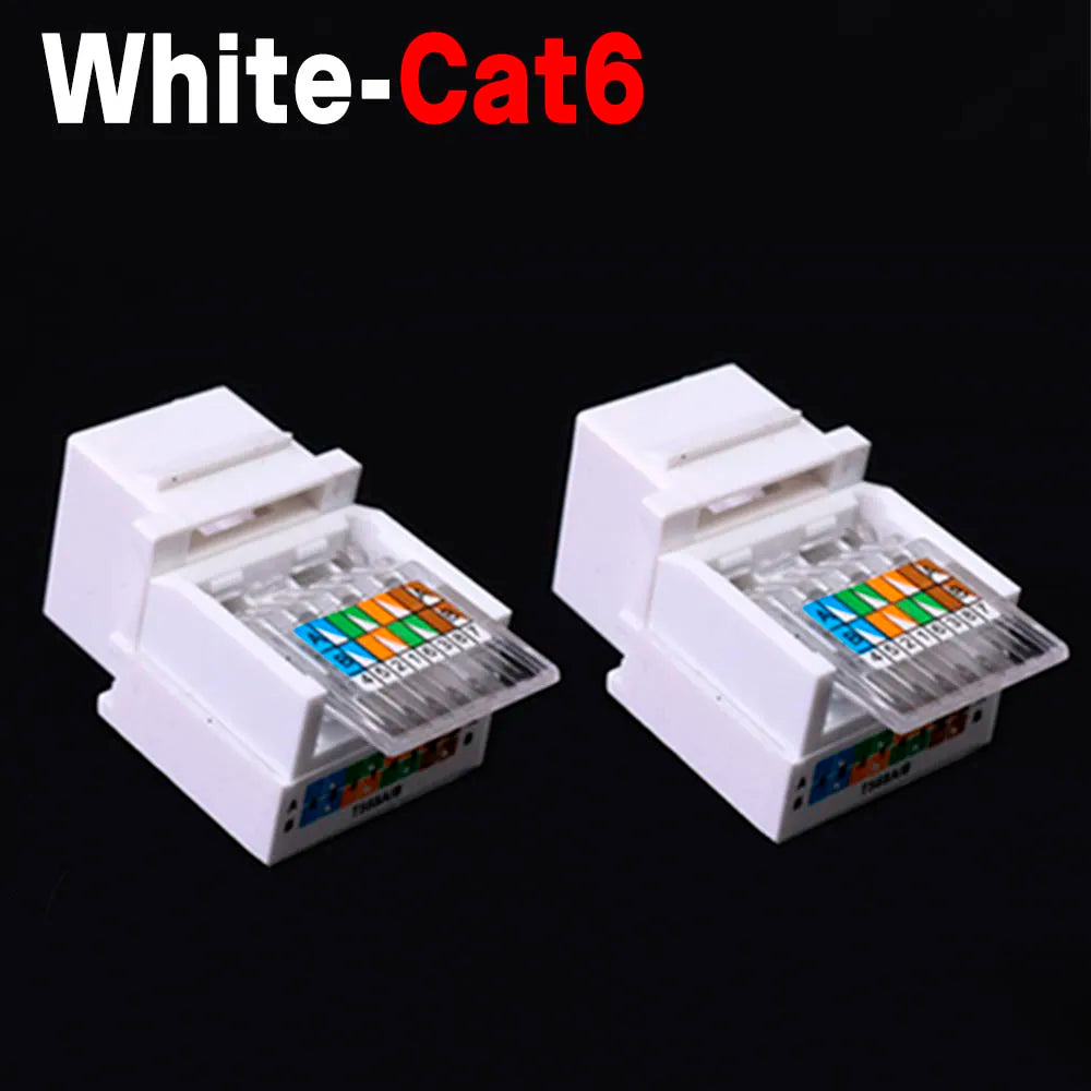 For RJ45 Module Coupler Ethernet Module Female Jack Wall Adapter RJ45 Cat6/Cat5e Ethernet Keystone Jack No Punch-Down Tool-Less