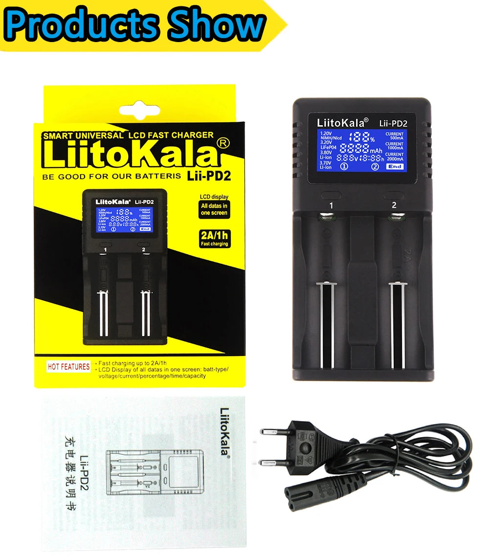 Liitokala Lii-PD4 Lii-PD2 18650 Battery Charger for 1.2V 3.7V NiMH 26650 21700 18350 18500 14500 AA AAA LiFePO4 Batteries