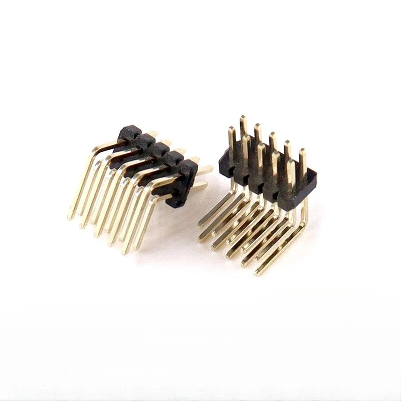 10pcs 1.27mm Pitch Dual Row Bent Right Angle 90 Degree 2*2/3/4/5/6/7/8-50P Dual Row Male Pin Header PCB Board Connector