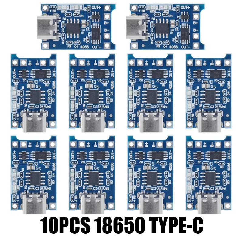10PCS Micro/TYPE-C/MINI USB 5V 1A 18650 TP4056 Lithium Battery Charger Module Charging Board With Protection Dual Functions XCW
