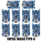 10PCS Micro/TYPE-C/MINI USB 5V 1A 18650 TP4056 Lithium Battery Charger Module Charging Board With Protection Dual Functions XCW