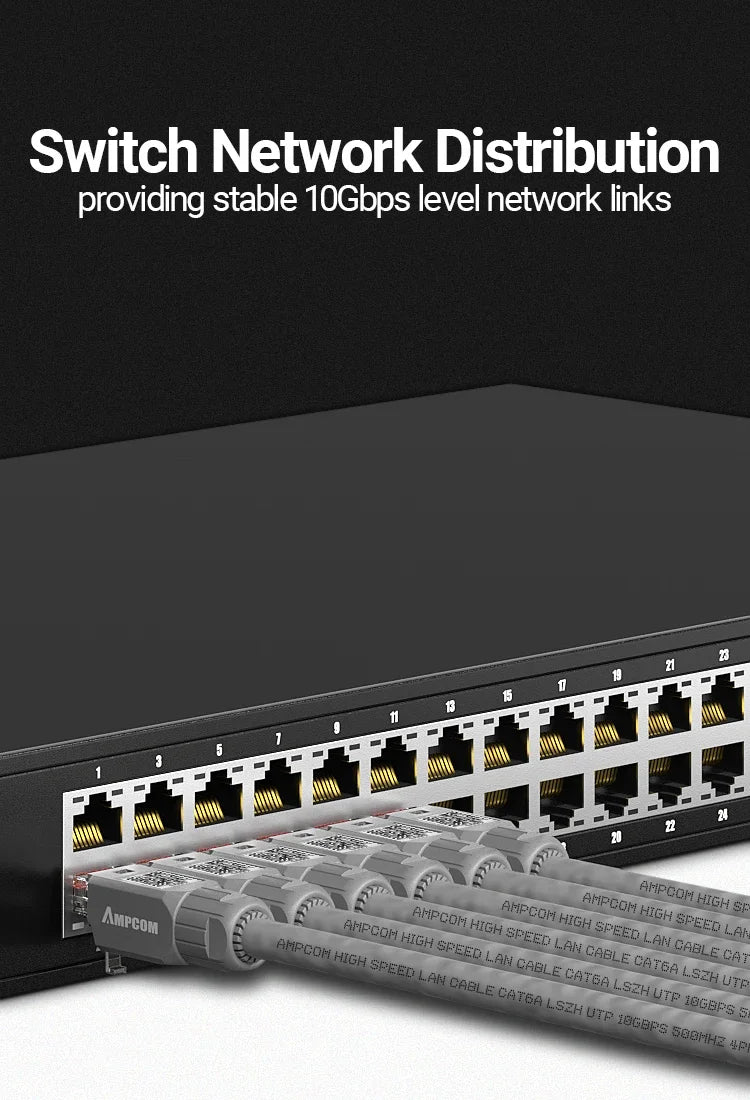 AMPCOM Tool Free RJ45 Connector, No Crimp Tool Less UTP 1000Mbps CAT6/CAT6A Modular PLug for Stranded Solid Lan Ethernet Cable