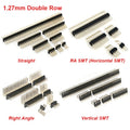 100pcs 1.27mm 2*2/3/4/5/6/8/40/50P Double Row Straight/RA 90d/Vertical SMD/Horizontal RASMT Gold-Plated Rohs PCB Male Pin Header