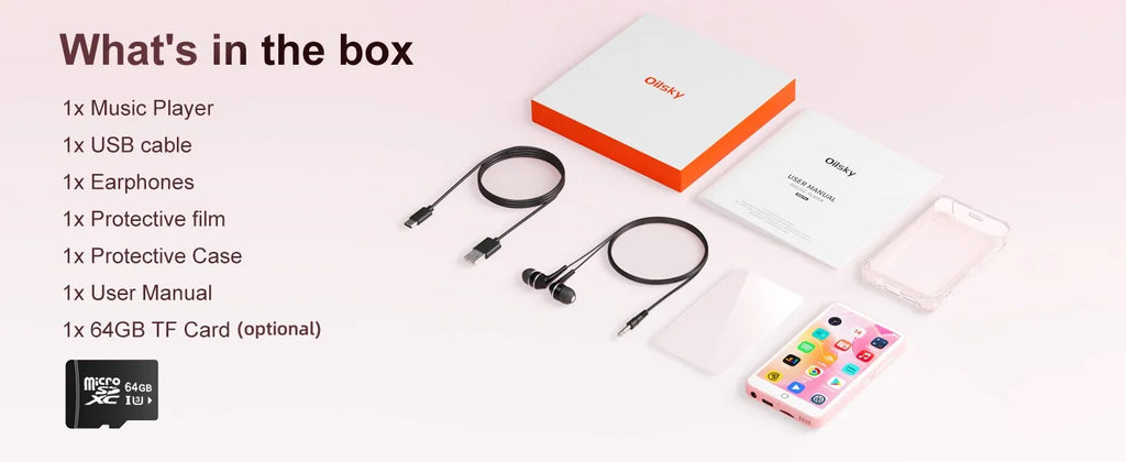 16GB/80GB  MP3 Player Android 9.0 with Bluetooth and WiFi, 4.0-inch with speakers, FM radio, eBooks, capacity up to 512GB