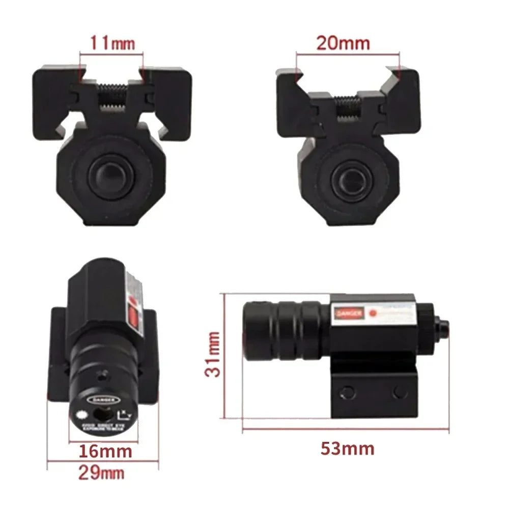 Mini Laser Pointer Red Dot Laser Sight with 635-655nm Adjustable 11mm/20mm Rail Mount Toy Gun Pistol Laser Sight