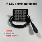 Invisible 940nm 48 LED Array IR Illuminator Lamp Board Light IR Sensor 30ft Range 90deg 12V DC Cable for CCTV Security Camera