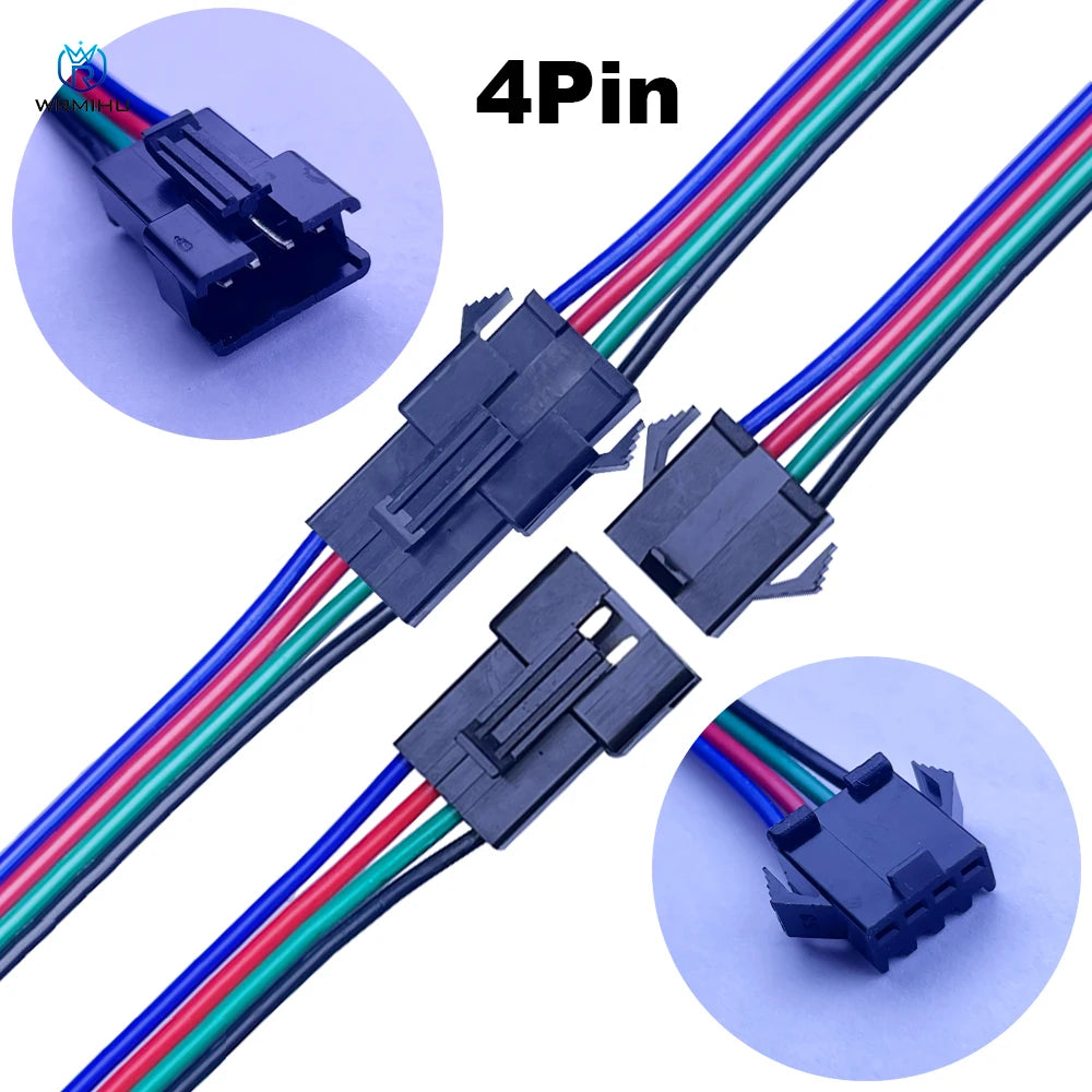 10Pairs JST SM 2P 3P 4P 5P 6Pin Plug Socket Male to Female Wire Connector LED Strips Lamp Driver Connectors Quick Adaptr 22AWG