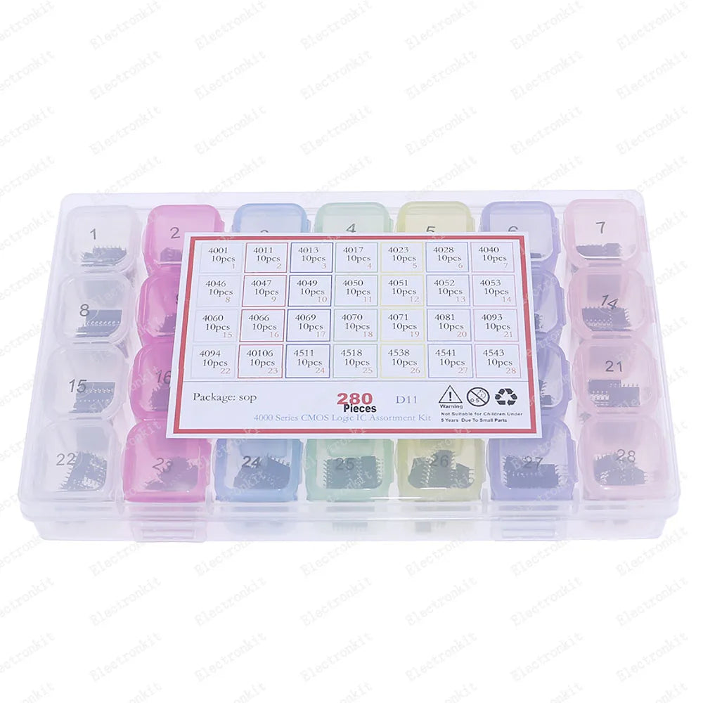 28value smd 4000 Series CMOS Logic IC Chip Kit 4001 4011 4013 4017 4028 4040 4060 4066 4069 4071 4093 40106 4511 4518 4541 4543