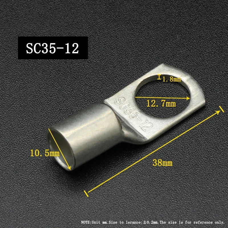 SC Type Wire Nose Terminal SC6 SC10 SC16 SC25 Bare Copper Battery Block Lugs Hole ID 6 8 10 12mm Crimp Wire Connector