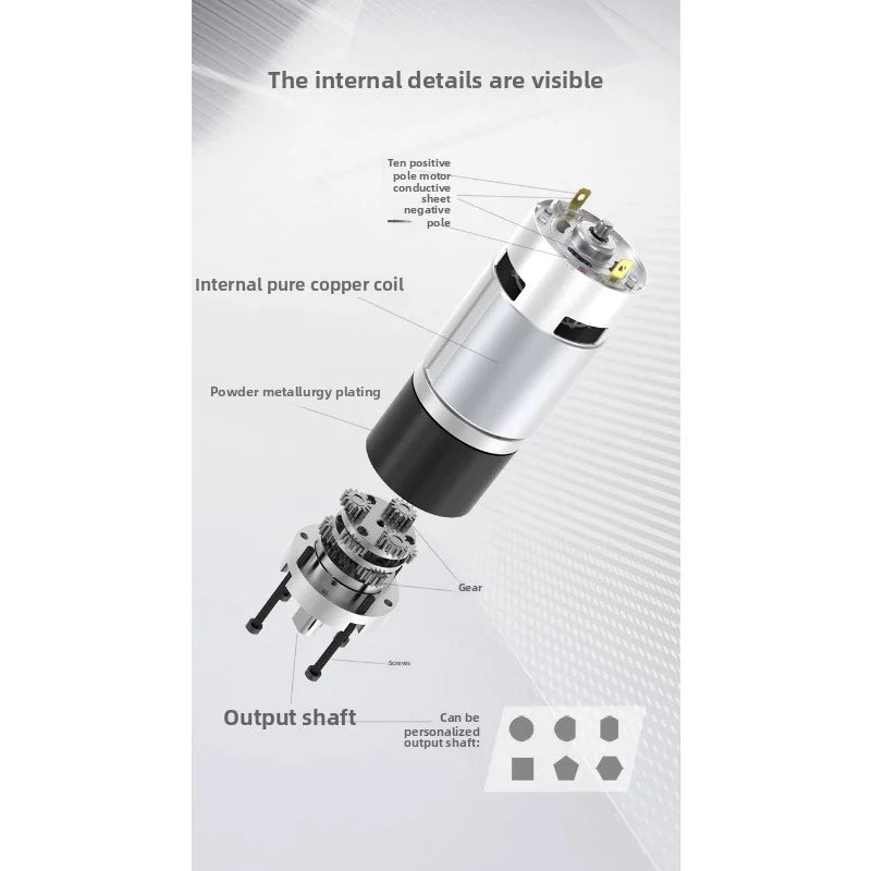 42GP-775 Motor DC Reduction Motor 12V 24V Large Torque Motor Planetary Reduction Planetary Gear Brush 10mm Shaft Diameter