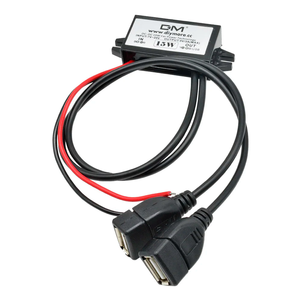 DC-DC Step Down Buck Converter Power Supply Module for Car 12V to 5V 3A 15W for Car Male Female USB Mini USB Micro USB Adapter