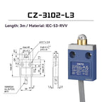 CNTD Micro Travel Limit Switch CZ‑3 Series CZ‑3101 CZ‑3104 CZ‑3108 CZ‑3112 IP67 Waterproof 5A 250V Position Control Switch