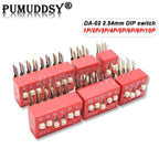 5PCS/LOT DIP Switch 2.54MM DA-02 1/2/3/4/5/6/8/10P  Horizontal Dial 90 Degrees Plug-in PUMUDDSY Side Insert Bent Foot Switch New