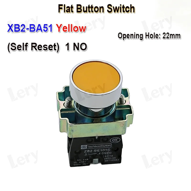 1Pcs XB2-BG21 XB2-BA31 XB2-BS54 22mm Knob Key Start Inching Power on Button Switch Self Reset Small Mushroom Head Emergency Stop