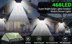 4pcs 468 LED Solar Led Lamp Outdoor Solar Light with Motion Sensor Wall Lights Waterproof Sunlight Powered for Garden Decoration