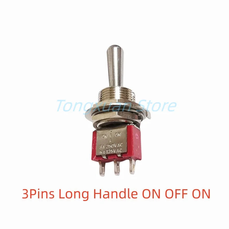 1pc SH T8013-Z1 12mm ON-OFF-ON SPDT DPDT 3/6Pin 2/3Position Maintained Toggle Switch Large Long Handle 3A 250VAC/5A 125VAC