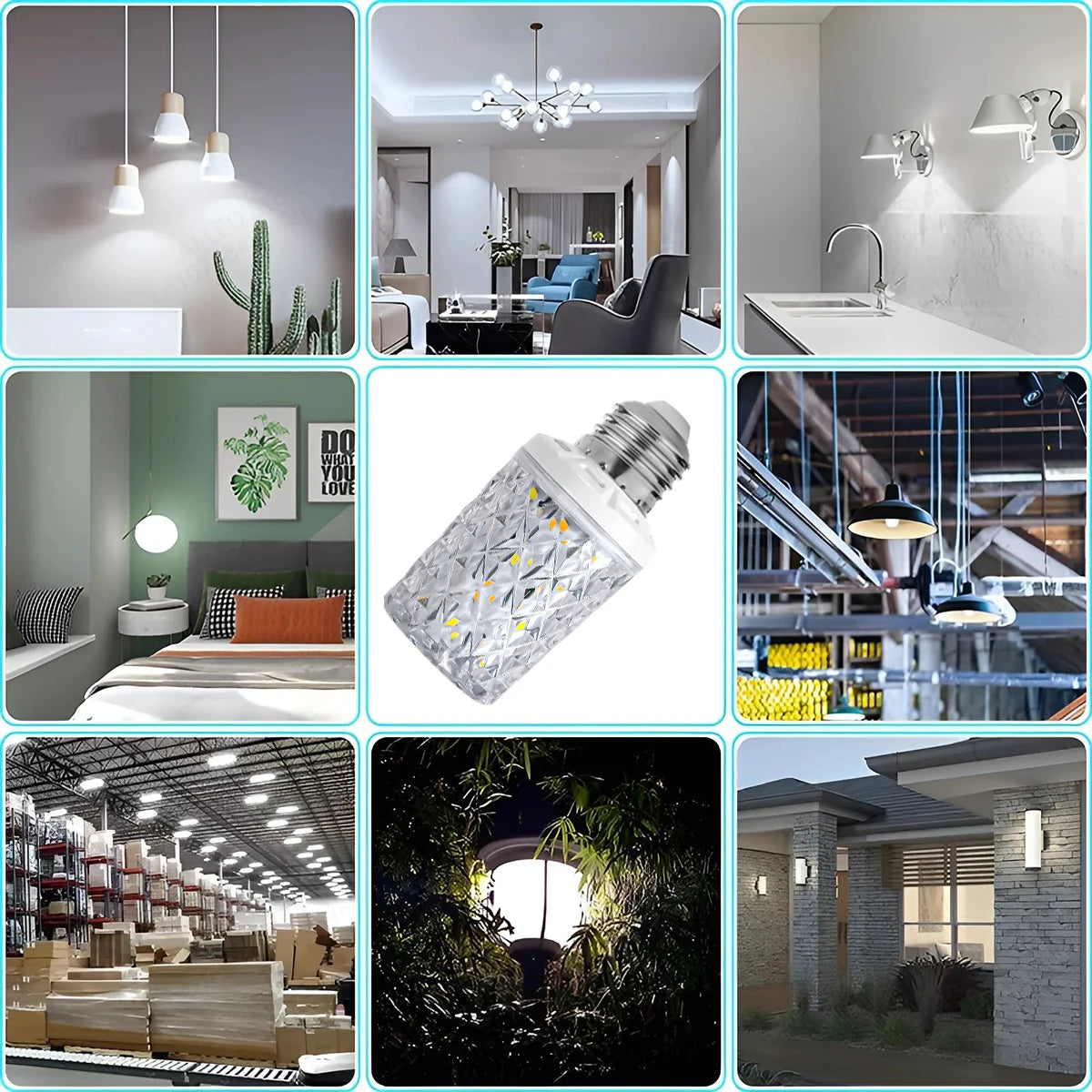 E14 E27 Led Corn Bulb 24W 30W 40W 50W Lamp Chandelier Decorative Living Light SMD5730 Chip Small Warm Replace Halogen Home Room