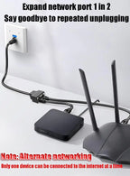 RJ45 8P8C Eight Core Network Cable Splitter Network Tee 1 Male to 2 Female Adapter Network Extender CAT6/CAT5