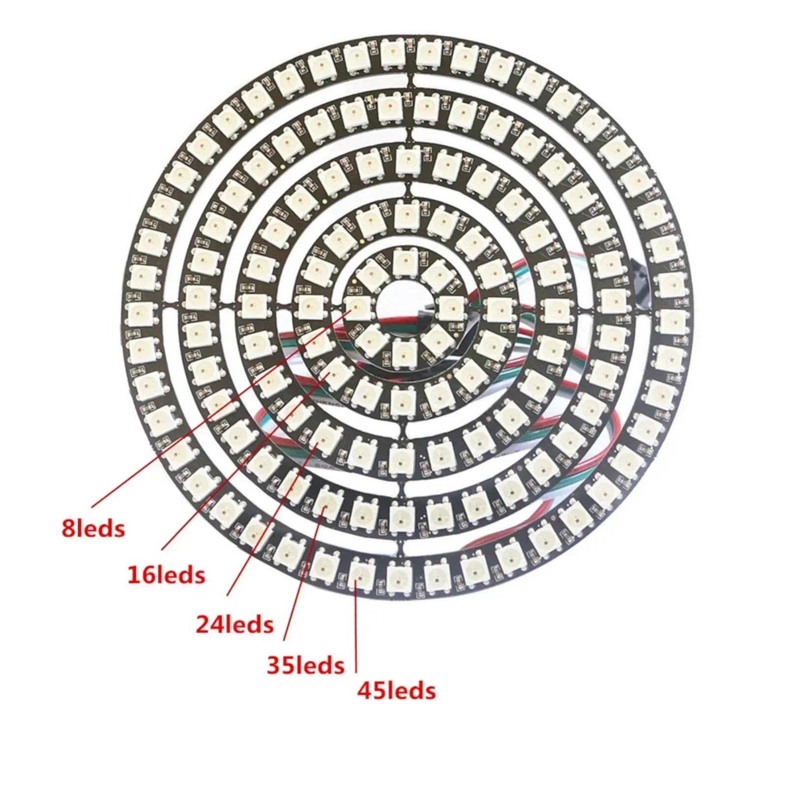WS2812B 5050 RGB LED Ring 7 / 8 / 12 / 16 / 24 / 60 Bits Lamp Light with Integrated Drivers WS2812 for Arduino Raspberry Pi