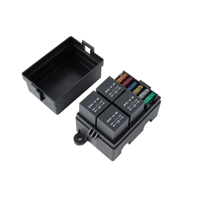 12V/24V 40A 4/5 Pin 6-Way Fuse Relay Box, 4 Relay Holder Standard ATO Fuse Block with Free Assembly for Car Motorcycle