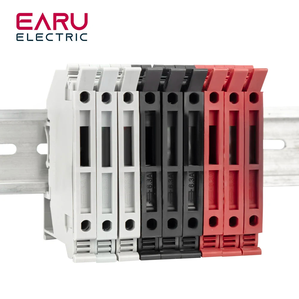 10Pcs/lot Din Rail Terminal Blocks UK-5-HESI Black Connector Screw Fuse Terminal Block Connector Screw Fuse Holder Conductor