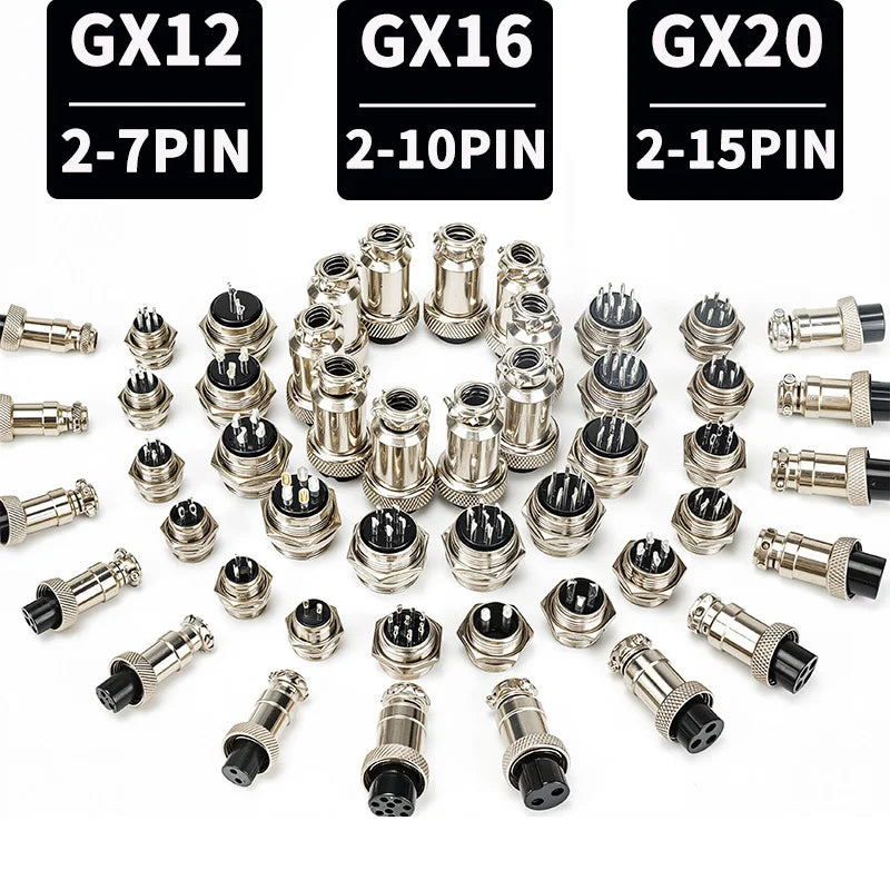 5/10/20Set GX12 GX16 GX20 2 3 4 5 6 7 8 9 10 12 14 15 Pin Male&Female Docking Aviator Aviation Plug Socket Circular Connector