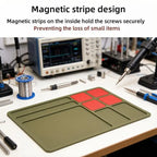 Large Silicone Soldering Mat Heat Resistant 932°F Repair Workstation Pad with Magnetic Parts Tray Anti-Static ESD Safe Desk Mat