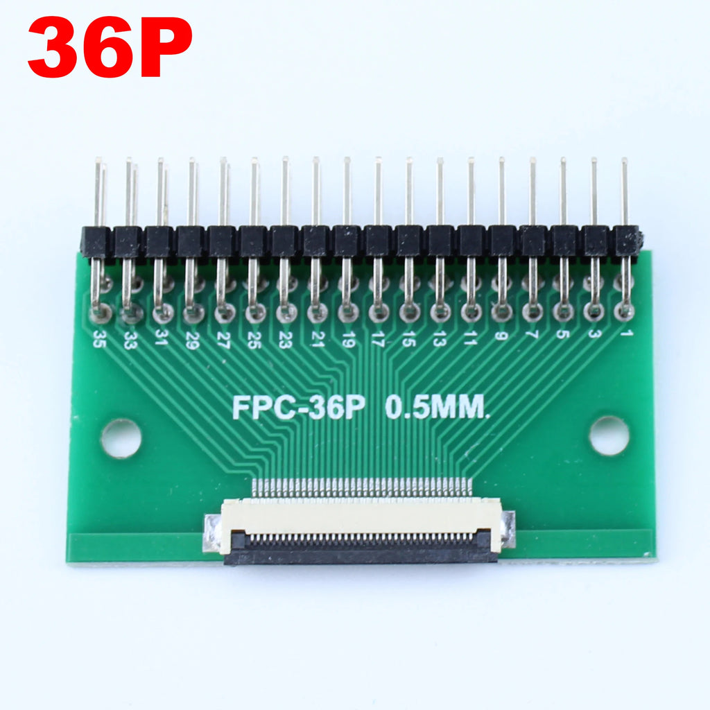 1pcs 4P-- 50P 0.5mm Pitch Connector SMT Adapter to 2.54mm 1.00 Inch Hole FPC FFC Cable Welded Board + Double Row Straight Pin